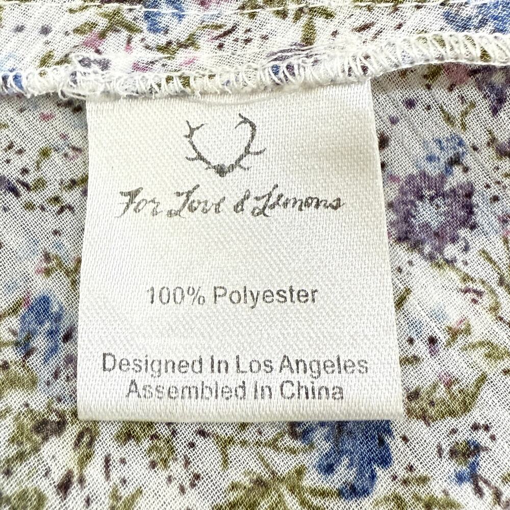 FOR LOVE & LEMONS Tour Bus Cropped Tank Size Small Cream Floral Sheer Chiffon - Picture 8 of 11